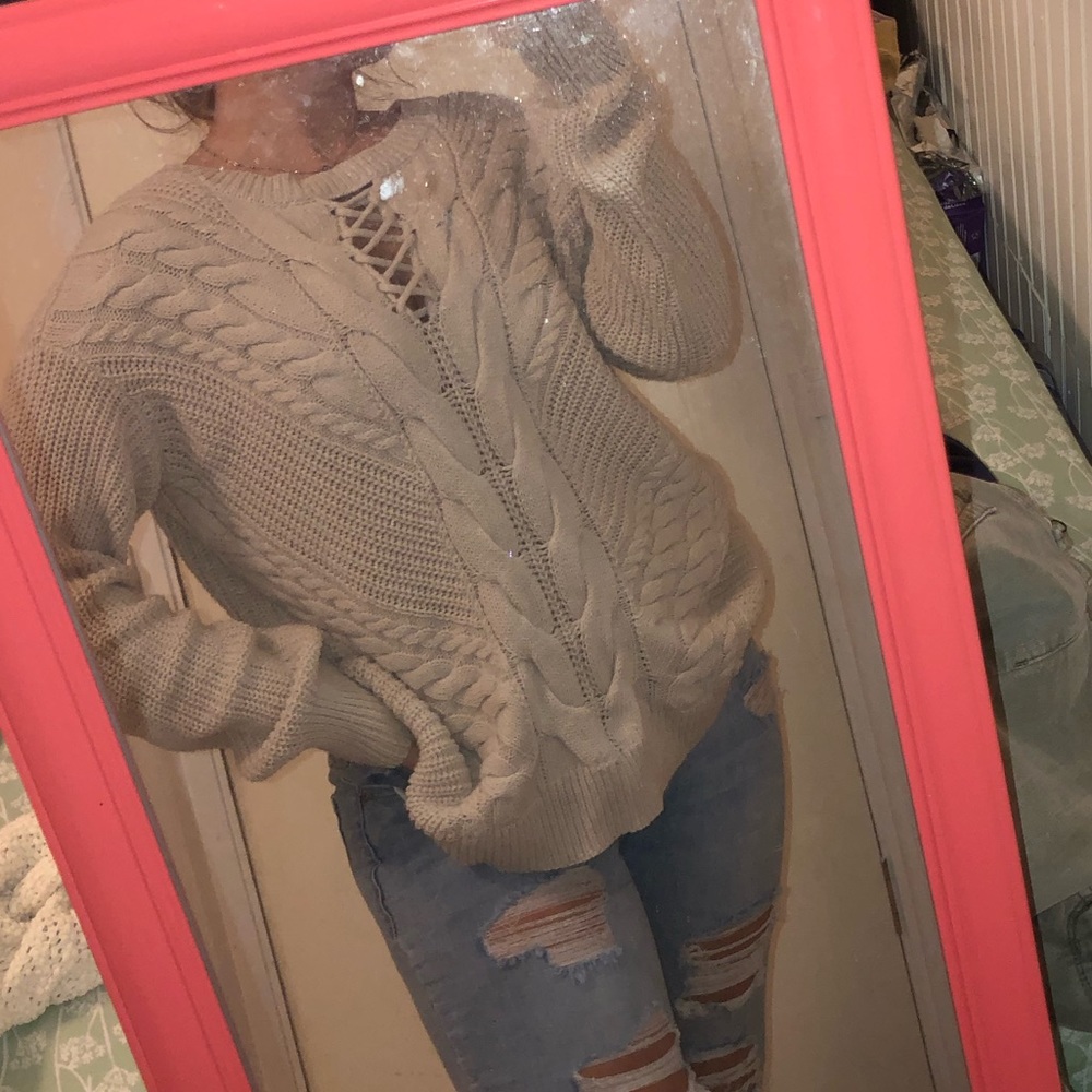Lace-Up Sweater